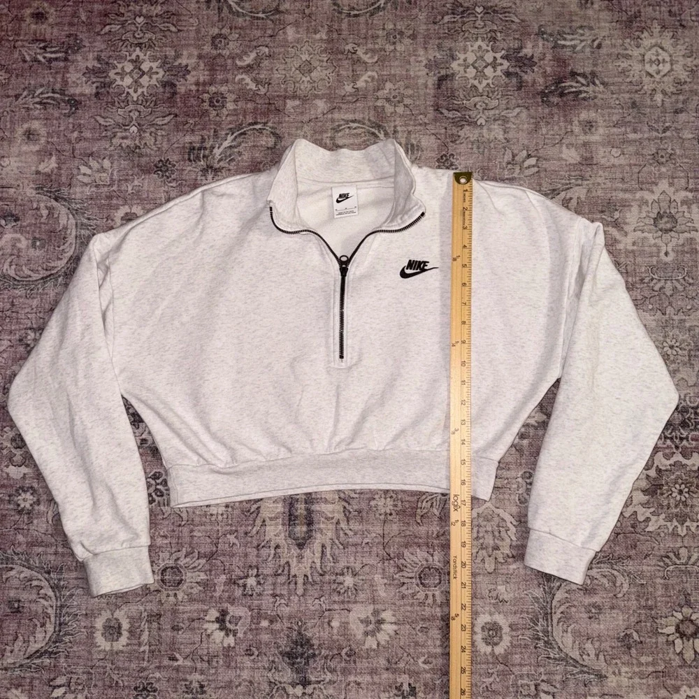 Nike Sportswear Essential Fleece 1/2 Zip Crop Sweatshirt Gray CJ2156-051 Medium